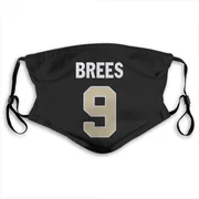 Black Drew Brees New Orleans Saints Washable & Reusable Face Mask With PM2.5 Filter