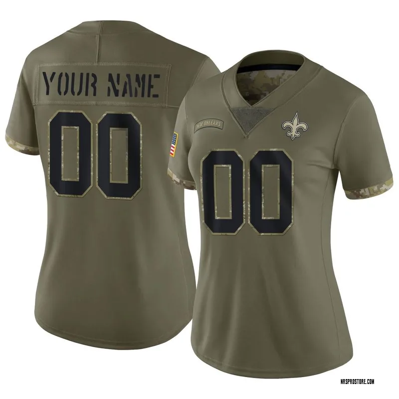 Women's New Orleans Saints Custom White Gold Jersey - All Stitched - Nebgift