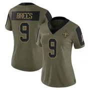 Olive Women's Drew Brees New Orleans Saints Limited 2021 Salute To Service Jersey