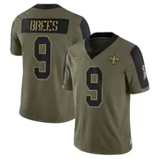 Olive Youth Drew Brees New Orleans Saints Limited 2021 Salute To Service Jersey